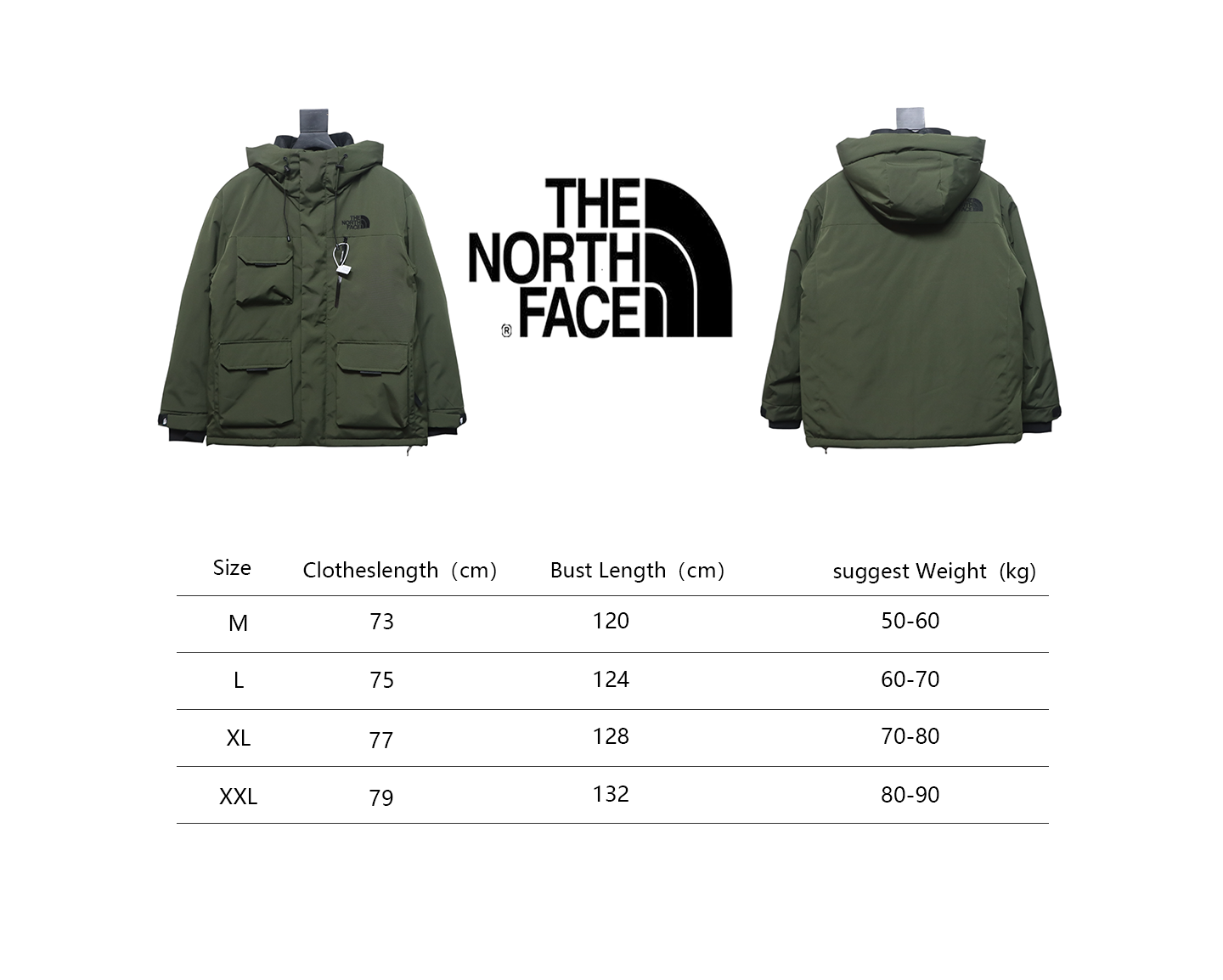 EM Sneakers The North Face POLAR Waterproof and Windproof Workwear Multi-pocket Drawstring Hooded Down Jacket Green