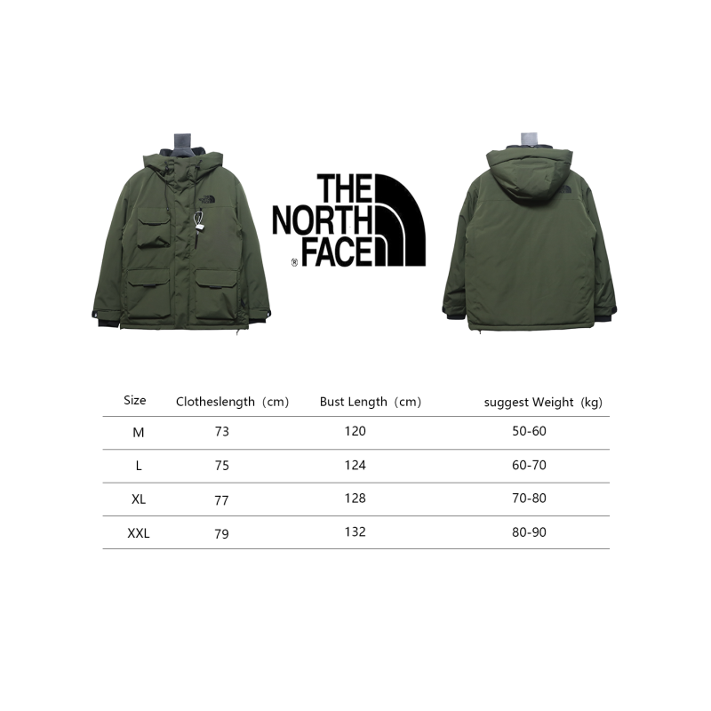 EM Sneakers The North Face POLAR Waterproof and Windproof Workwear Multi-pocket Drawstring Hooded Down Jacket Green