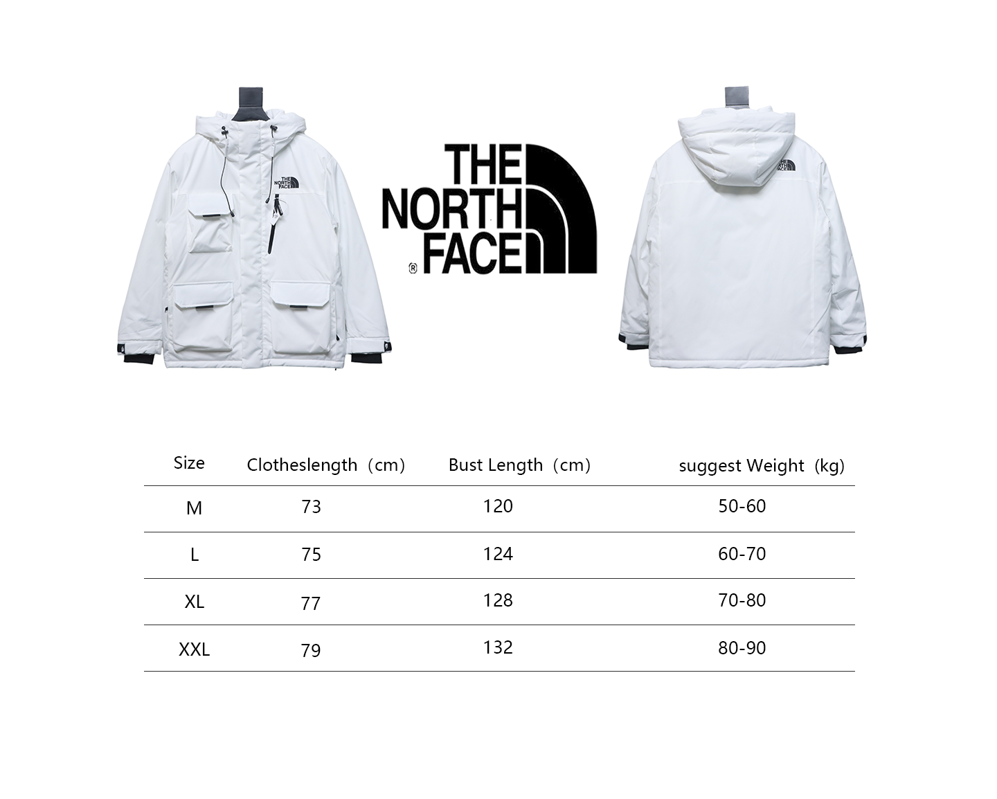 EM Sneakers The North Face POLAR Waterproof and Windproof Workwear Multi-pocket Drawstring Hooded Down Jacket White