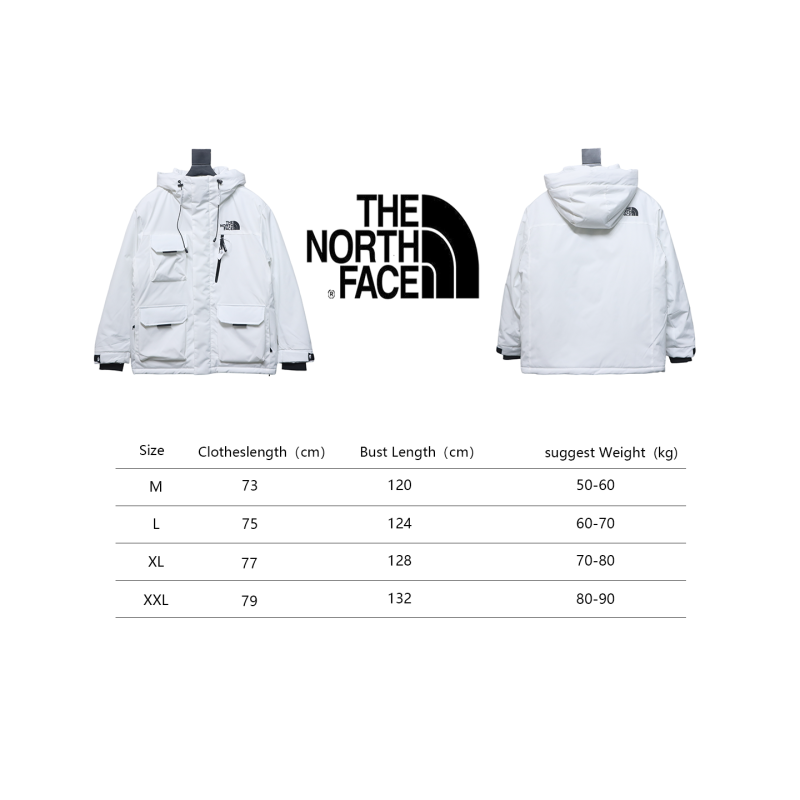EM Sneakers The North Face POLAR Waterproof and Windproof Workwear Multi-pocket Drawstring Hooded Down Jacket White