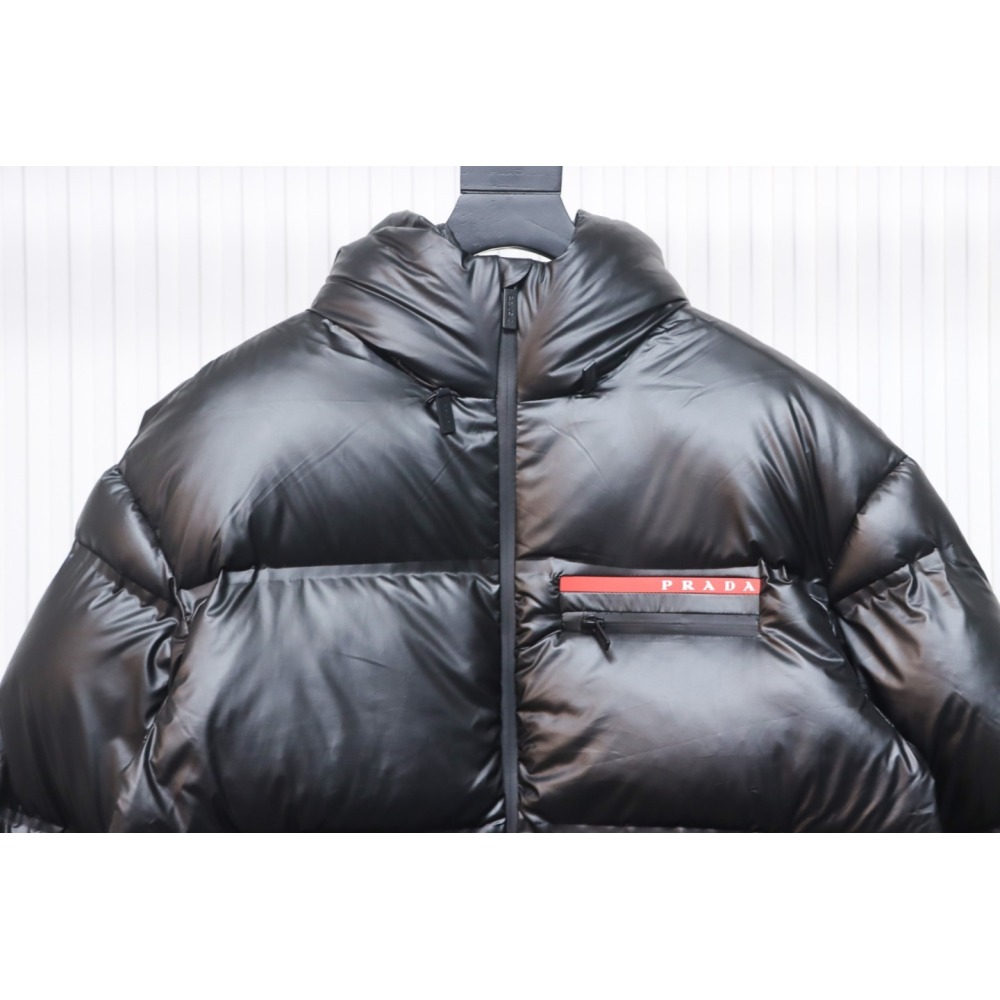 EM Sneakers Prada Red Stripe Logo Down Jacket Black