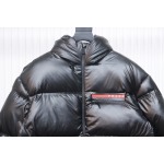 EM Sneakers Prada Red Stripe Logo Down Jacket Black