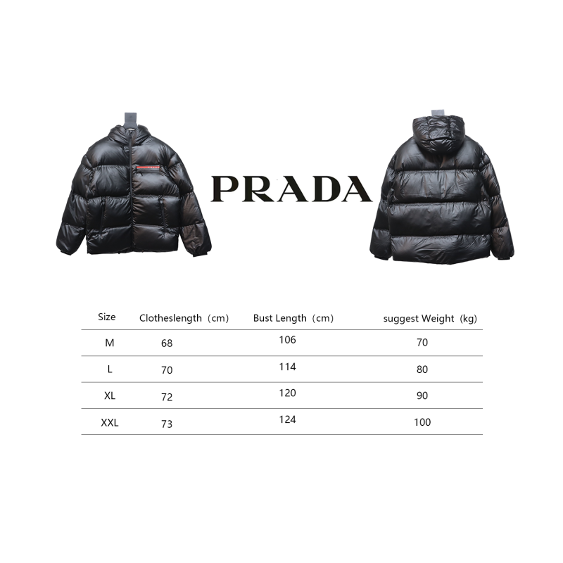EM Sneakers Prada Red Stripe Logo Down Jacket Black