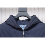 EM Sneakers Prada Triangle Logo Solid Color Hooded Down Jacket Dark Blue