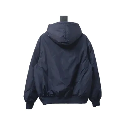 EM Sneakers Prada Triangle Logo Solid Color Hooded Down Jacket Dark Blue 02