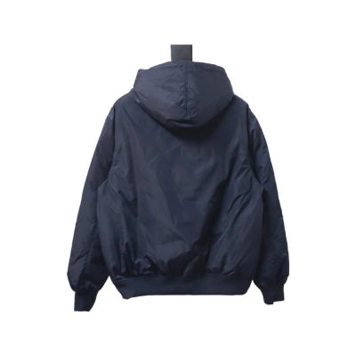 EM Sneakers Prada Triangle Logo Solid Color Hooded Down Jacket Dark Blue 02