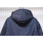 EM Sneakers Prada Triangle Logo Solid Color Hooded Down Jacket Dark Blue
