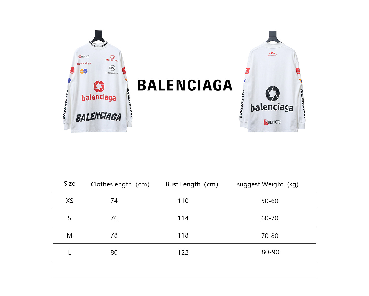EM Sneakers Balenciaga 23ss Multi-element Printed Full-length Long Sleeves White