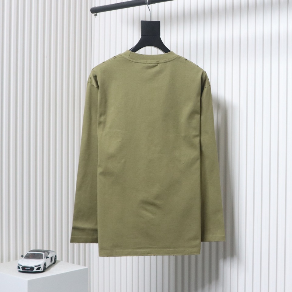 EM Sneakers Balenciaga 24Fw Blurred Cola Print Washed Ripped Long Sleeve Green