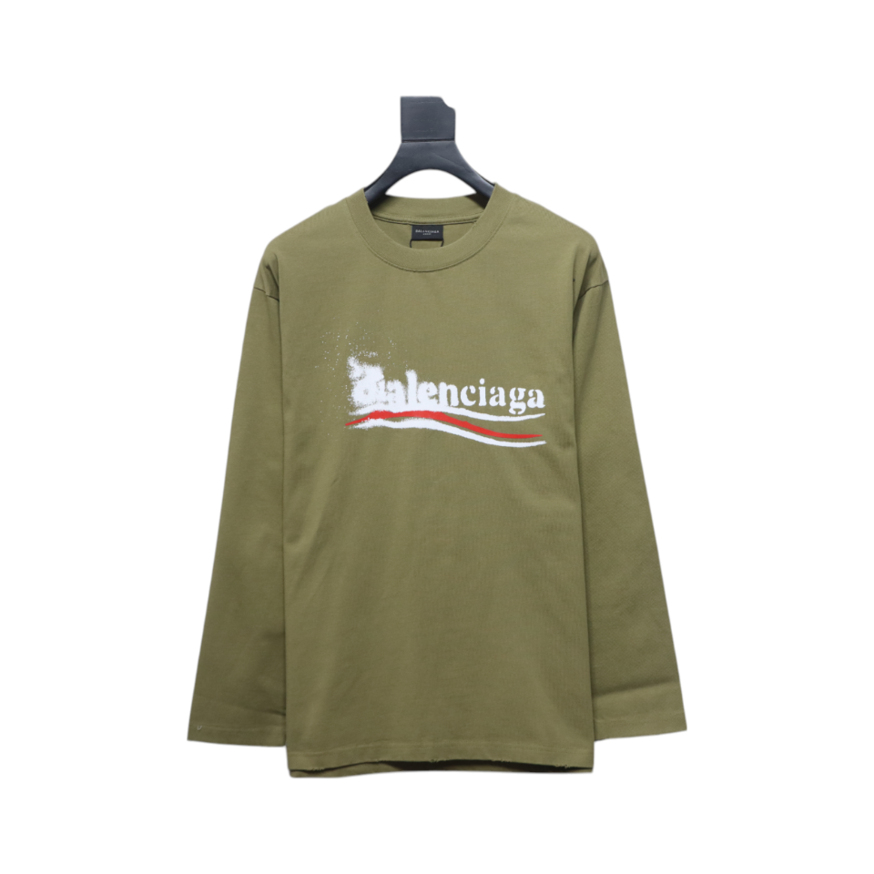 EM Sneakers Balenciaga 24Fw Blurred Cola Print Washed Ripped Long Sleeve Green