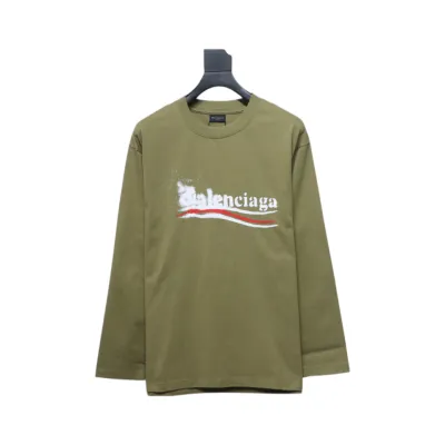 EM Sneakers Balenciaga 24Fw Blurred Cola Print Washed Ripped Long Sleeve Green 01