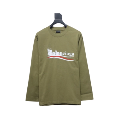 EM Sneakers Balenciaga 24Fw Blurred Cola Print Washed Ripped Long Sleeve Green 01