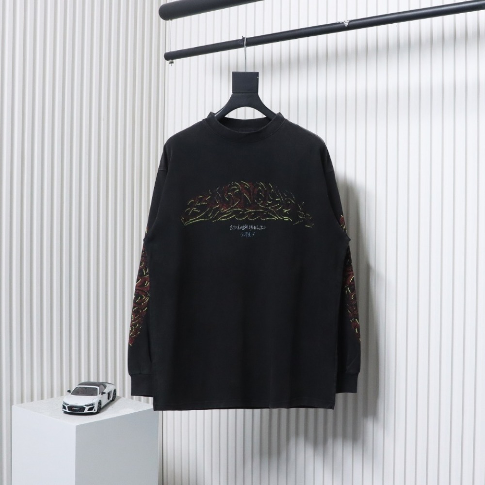 EM Sneakers Balenciaga BCLG 23ss Mud-dyed Distressed Metal Sanskrit Long Sleeve