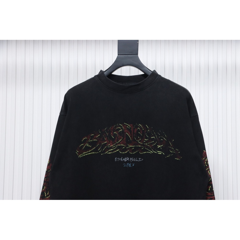 EM Sneakers Balenciaga BCLG 23ss Mud-dyed Distressed Metal Sanskrit Long Sleeve