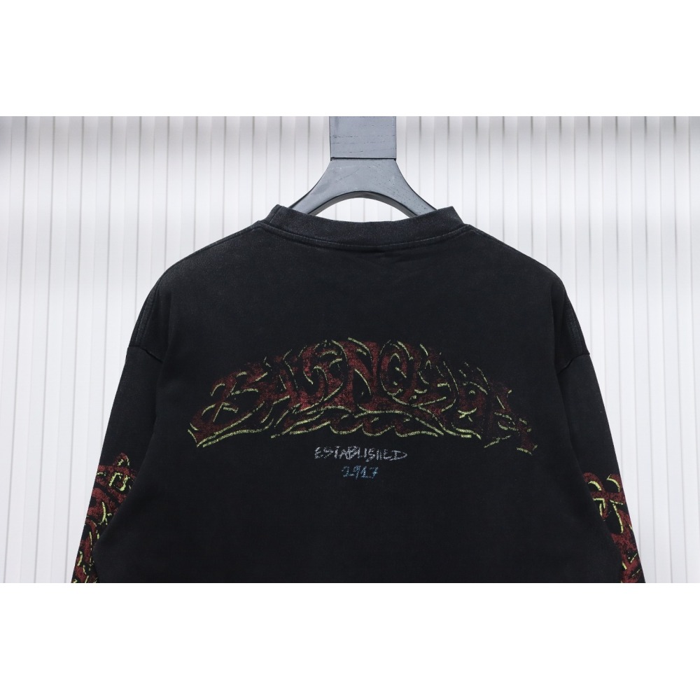EM Sneakers Balenciaga BCLG 23ss Mud-dyed Distressed Metal Sanskrit Long Sleeve