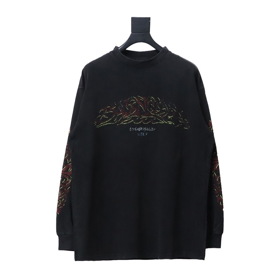 EM Sneakers Balenciaga BCLG 23ss Mud-dyed Distressed Metal Sanskrit Long Sleeve