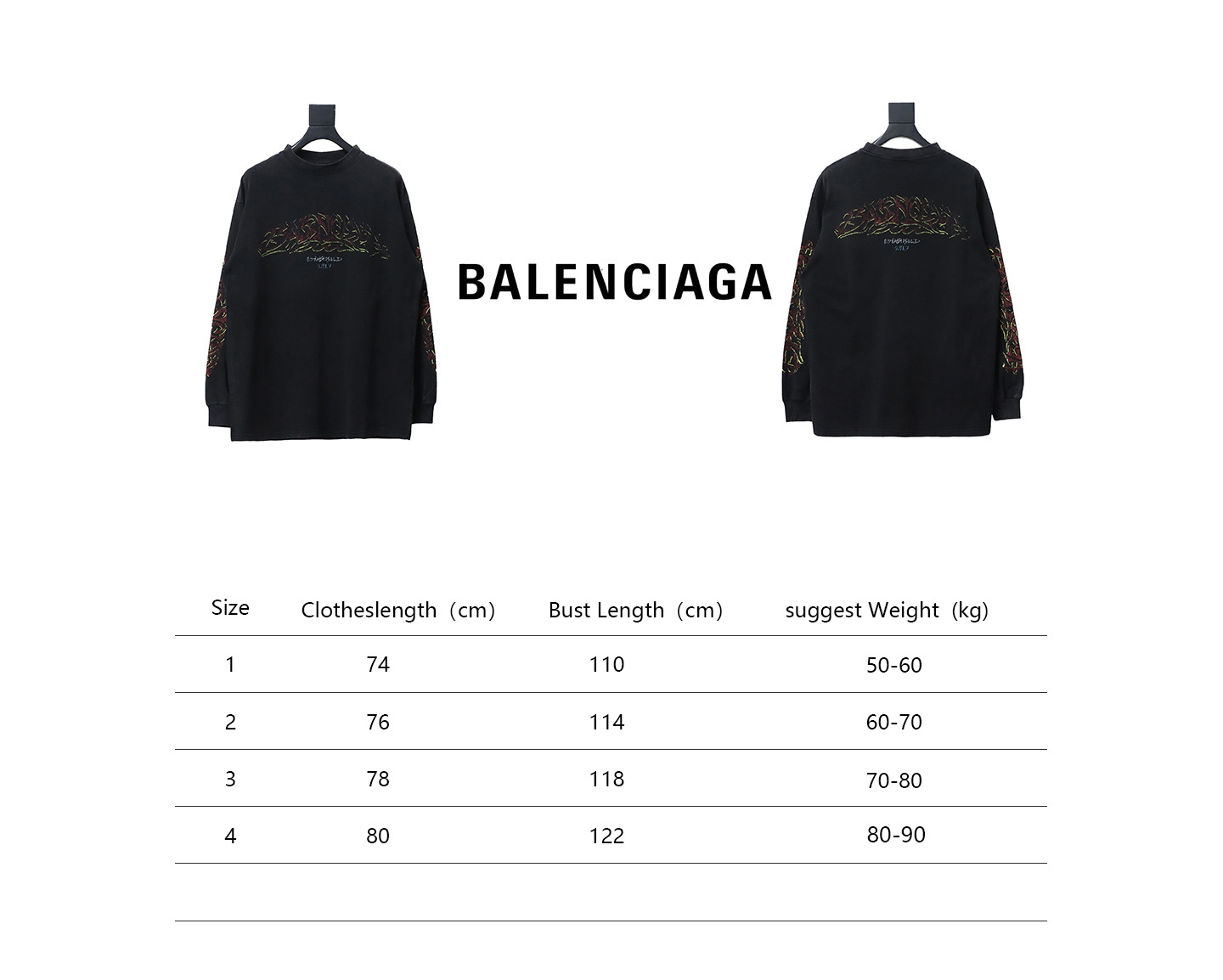 EM Sneakers Balenciaga BCLG 23ss Mud-dyed Distressed Metal Sanskrit Long Sleeve