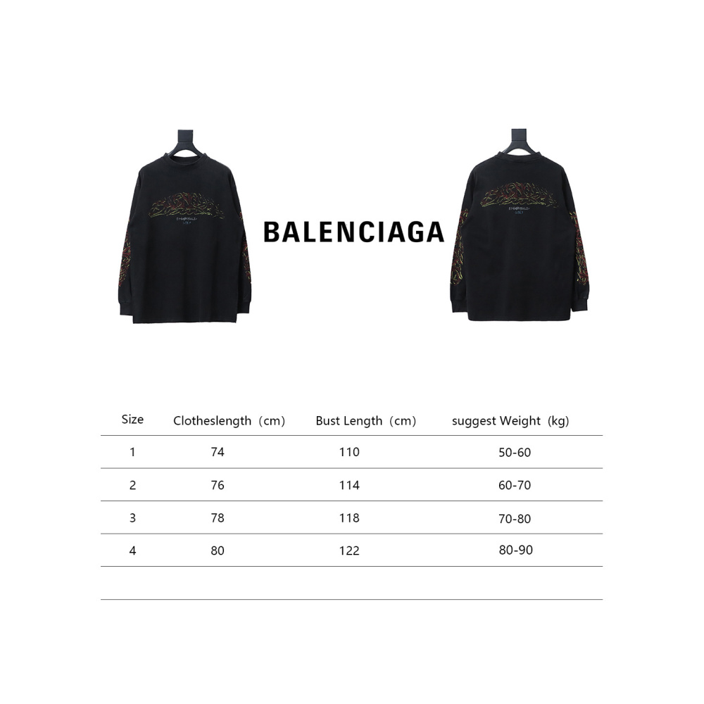EM Sneakers Balenciaga BCLG 23ss Mud-dyed Distressed Metal Sanskrit Long Sleeve