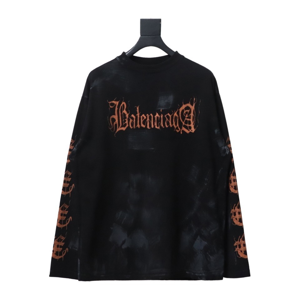 EM Sneakers Balenciaga BCLG 23ss mud-dyed distressed metal Sanskrit long sleeve black
