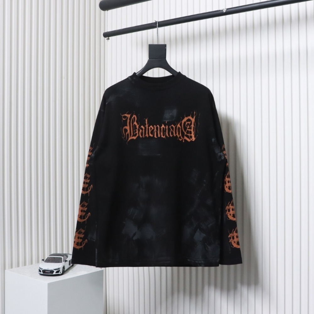EM Sneakers Balenciaga BCLG 23ss mud-dyed distressed metal Sanskrit long sleeve black