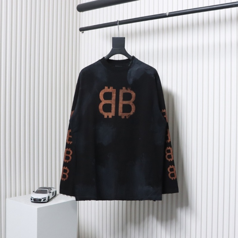 EM Sneakers Balenciaga BCLG 23ss mud-dyed distressed metal Sanskrit long sleeve black