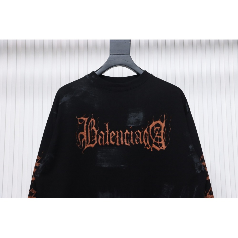 EM Sneakers Balenciaga BCLG 23ss mud-dyed distressed metal Sanskrit long sleeve black