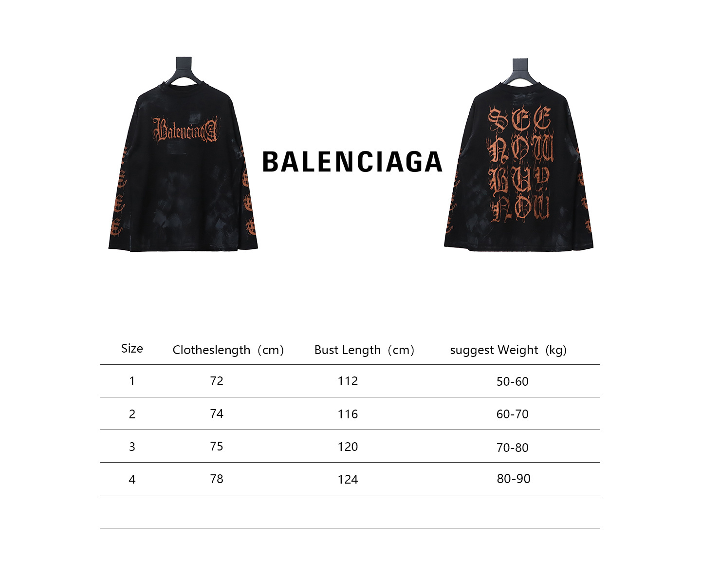 EM Sneakers Balenciaga BCLG 23ss mud-dyed distressed metal Sanskrit long sleeve black