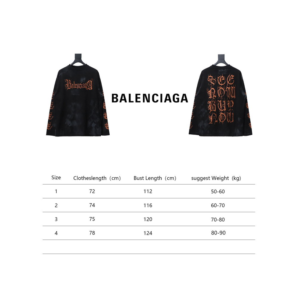 EM Sneakers Balenciaga BCLG 23ss mud-dyed distressed metal Sanskrit long sleeve black