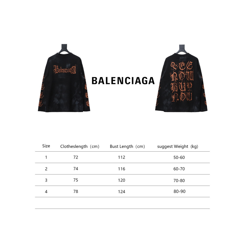 EM Sneakers Balenciaga BCLG 23ss mud-dyed distressed metal Sanskrit long sleeve black