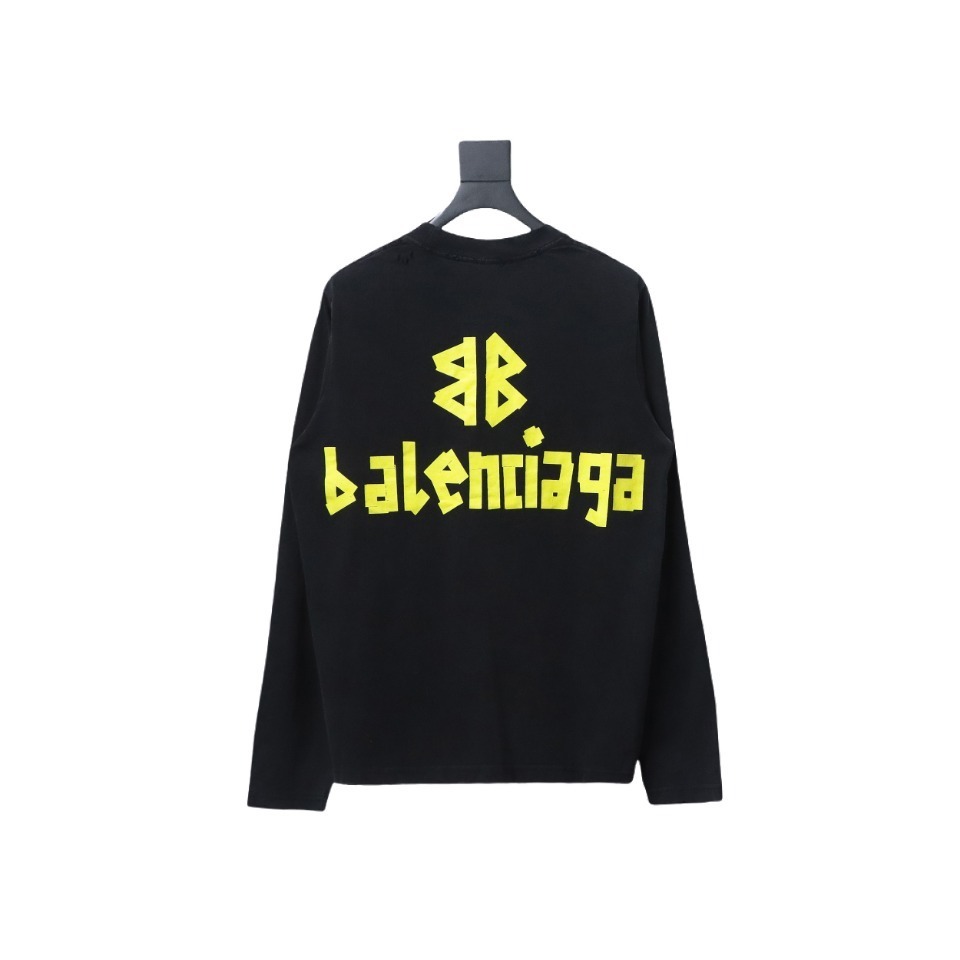 EM Sneakers Balenciaga Masking Tape Crew Neck Long Sleeve Black