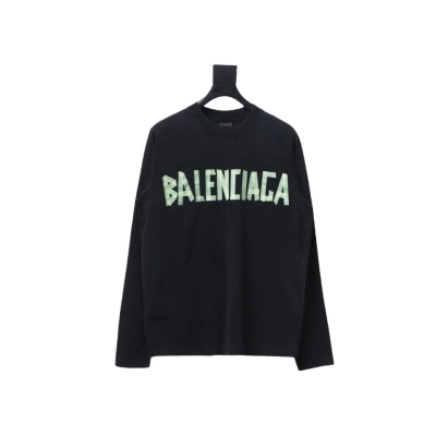 EM Sneakers Balenciaga Masking Tape Crew Neck Long Sleeve Black 01