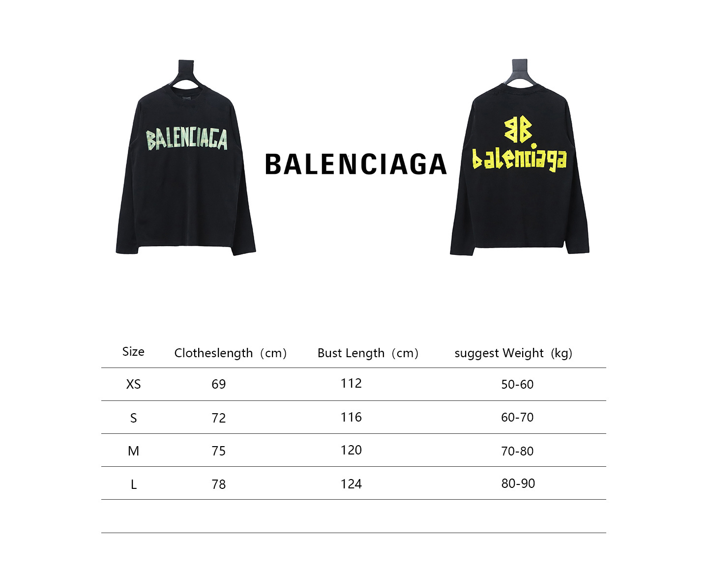 EM Sneakers Balenciaga Masking Tape Crew Neck Long Sleeve Black