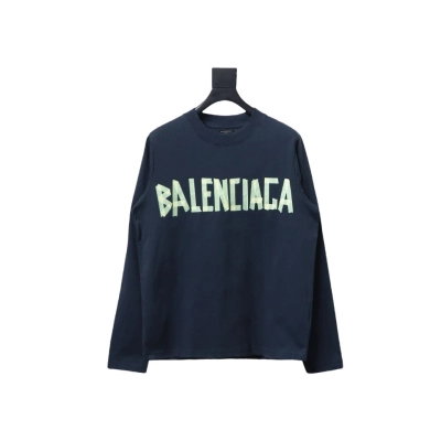 EM Sneakers Balenciaga Masking Tape Crew Neck Long Sleeve Dark Blue 01