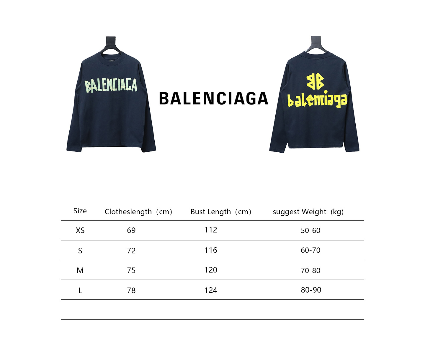 EM Sneakers Balenciaga Masking Tape Crew Neck Long Sleeve Dark Blue