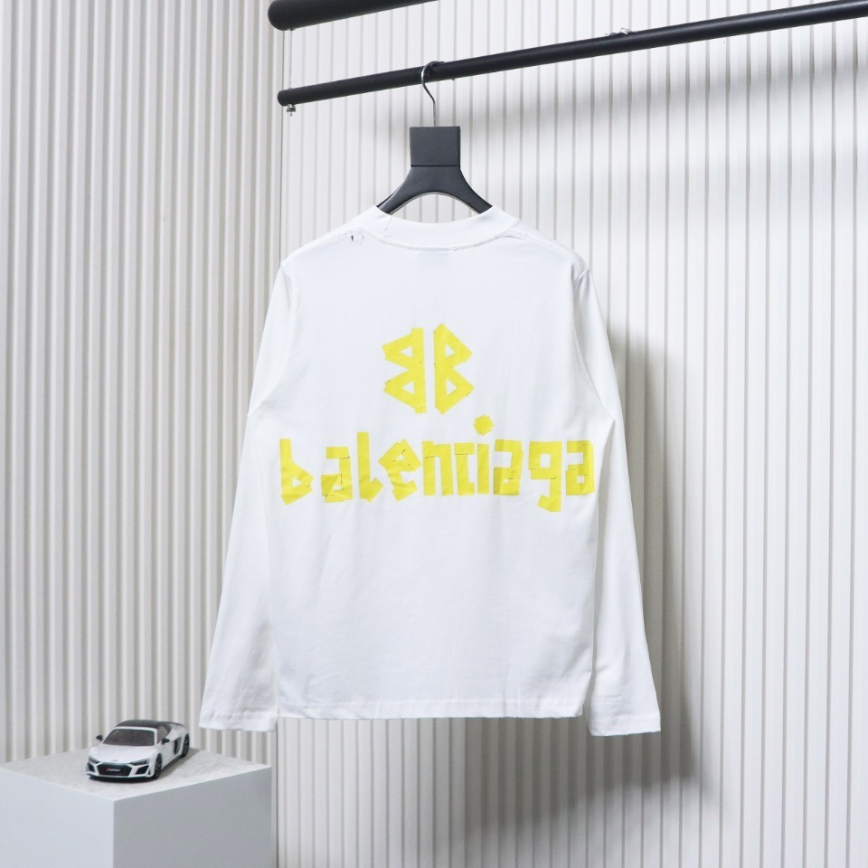 EM Sneakers Balenciaga Masking Tape Crew Neck Long Sleeve White
