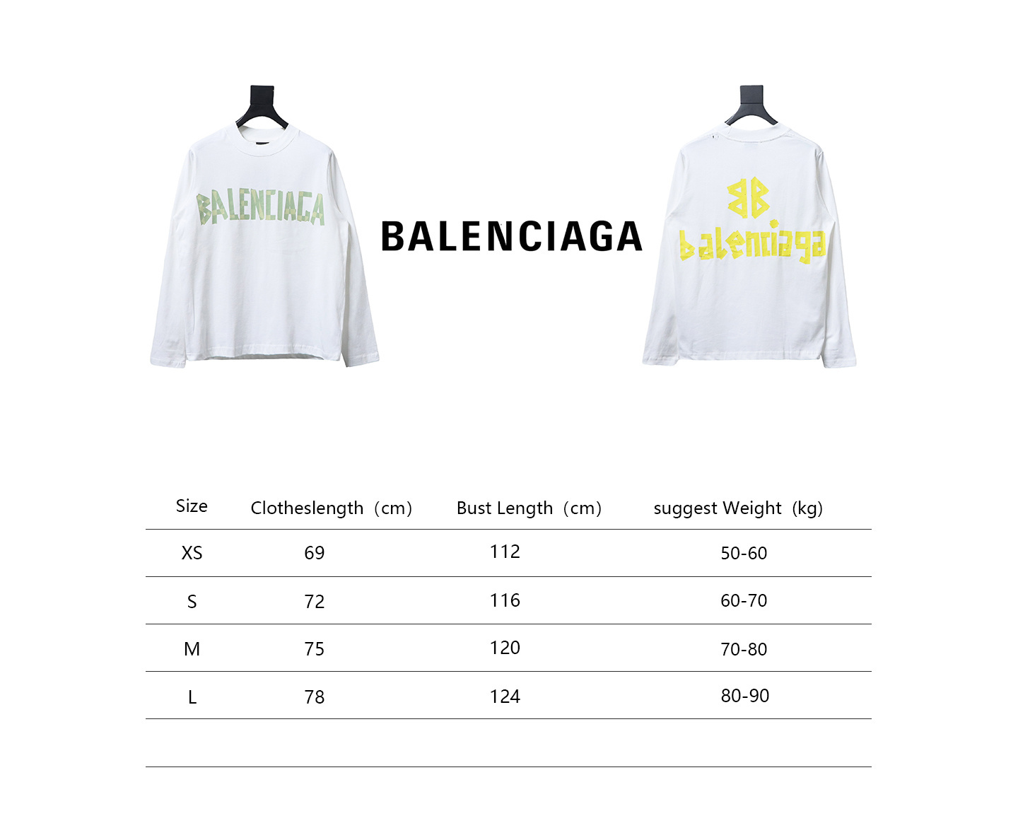 EM Sneakers Balenciaga Masking Tape Crew Neck Long Sleeve White