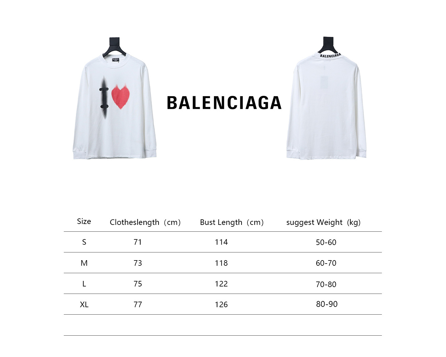 EM Sneakers Balenciaga White Ink Direct Ink Heart Long Sleeve White