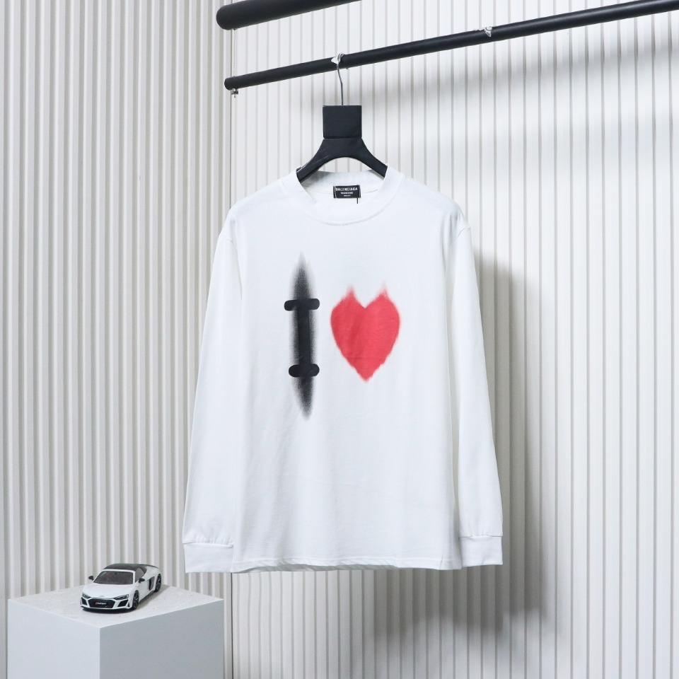 EM Sneakers Balenciaga White Ink Direct Ink Heart Long Sleeve White