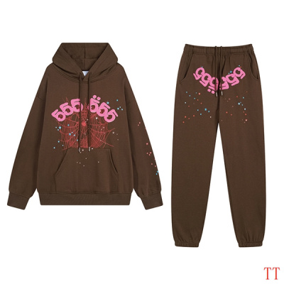 EM Sneakers Sp5der Hoodie & Sweatpant Set Angel Number SS22 Brown 01