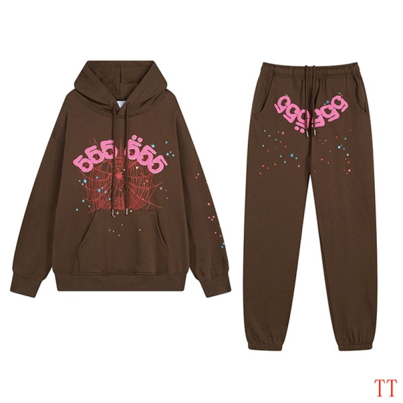EM Sneakers Sp5der Hoodie & Sweatpant Set Angel Number SS22 Brown