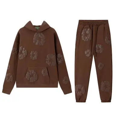 EM Sneakers Denim Tears Hoodie & Sweatpant Sets Cotton Wreath Royal Brown Flower 01