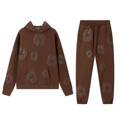 EM Sneakers Denim Tears Hoodie & Sweatpant Sets Cotton Wreath Royal Brown Flower 01