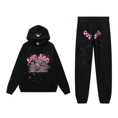 EM Sneakers Sp5der Hoodie & Sweatpant Set Angel Number Black 01