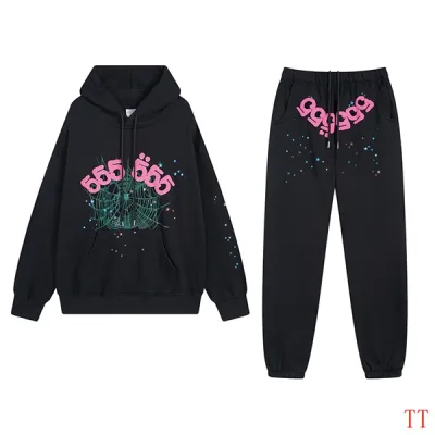 EM Sneakers Sp5der Hoodie & Sweatpant Set Angel Number SS22 Black 01