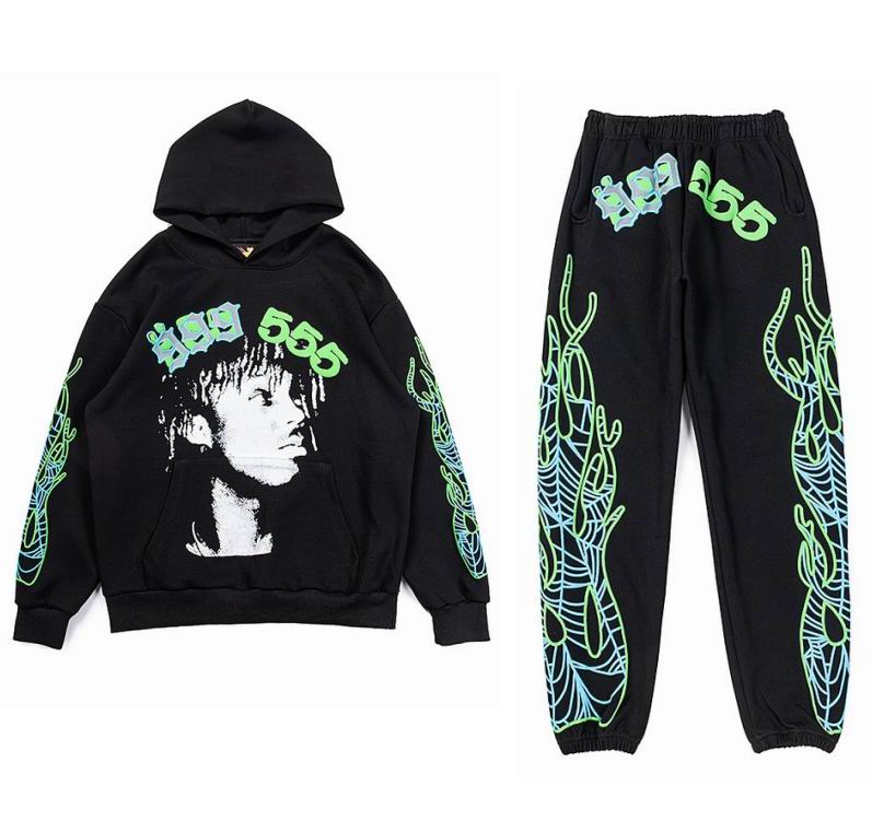 EM Sneakers Sp5der Hoodie & Sweatpant Set Classic Hip Hop Logo Print