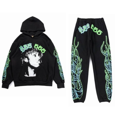 EM Sneakers Sp5der Hoodie & Sweatpant Set Classic Hip Hop Logo Print 01