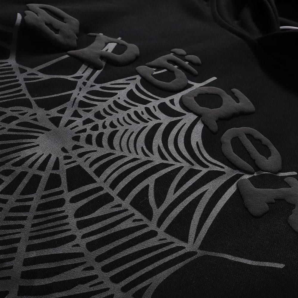 EM Sneakers Sp5der Hoodie & Sweatpant Set OG Web Heather Black