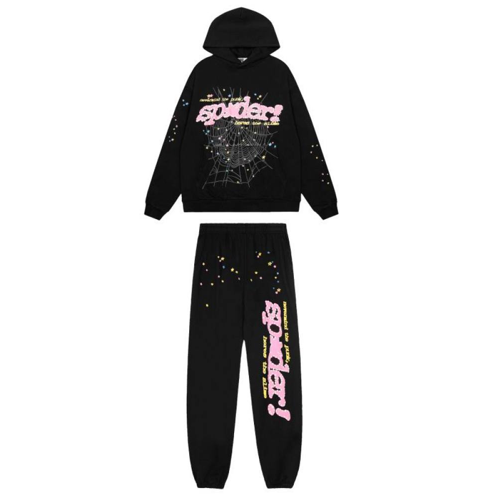 EM Sneakers Sp5der Hoodie & Sweatpant Set P*NK V2 Black