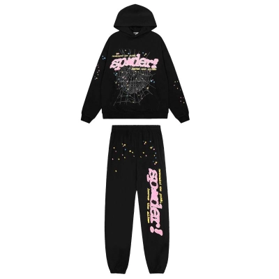 EM Sneakers Sp5der Hoodie & Sweatpant Set P*NK V2 Black 01