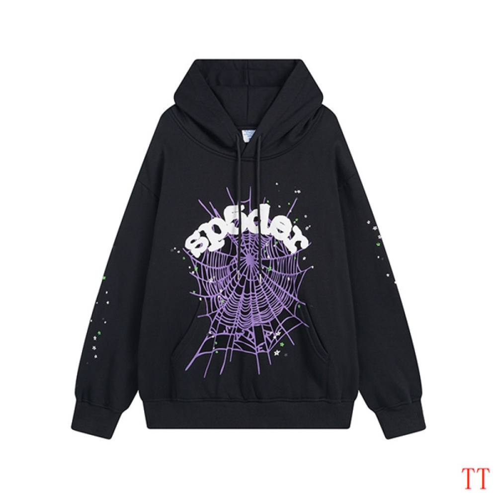 EM Sneakers Sp5der Hoodie & Sweatpant Set Web Black and Purple